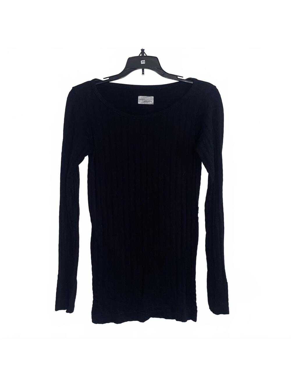 Athleta Ribbed Long Sleeve Top Medium Black Athleisure Yoga Basic Layering Tee